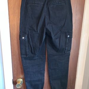 Distressed denim ankle joggers